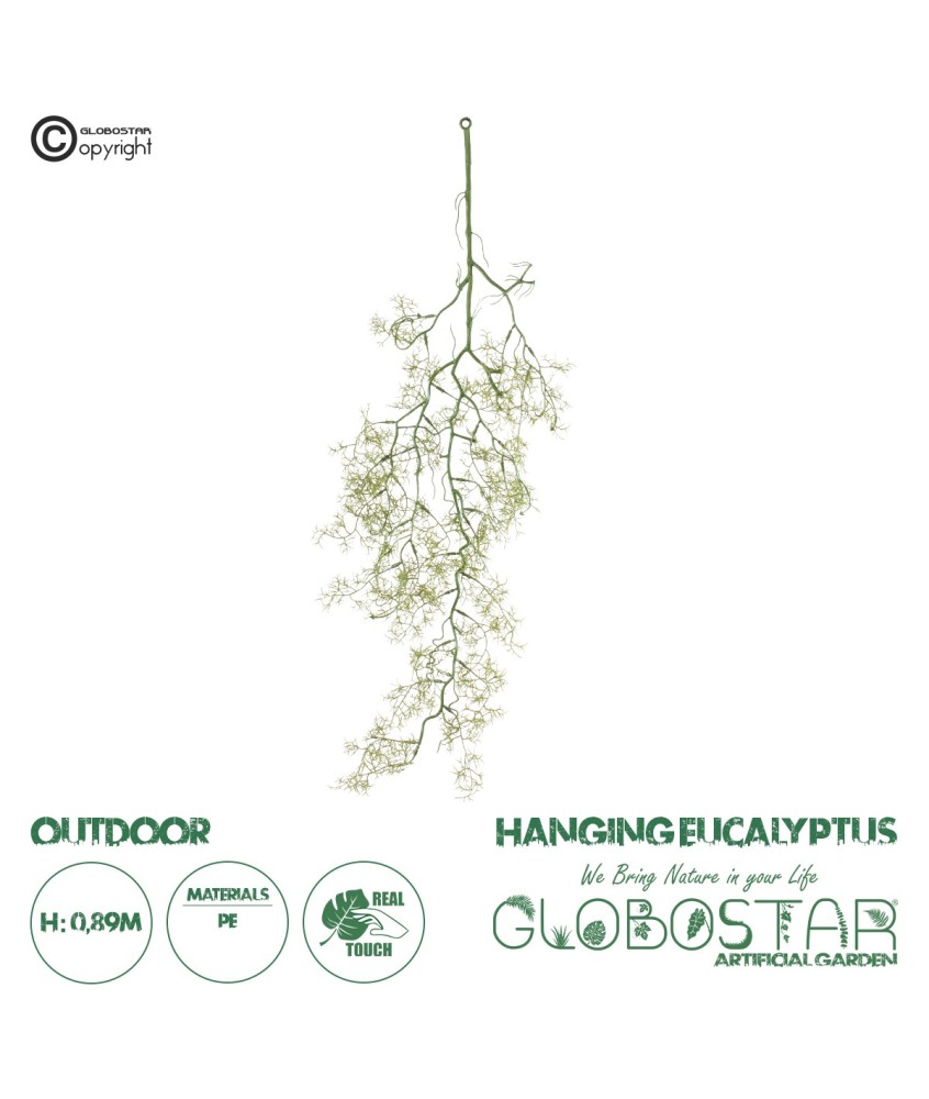 GloboStar® Artificial Garden EUCALYPTUS HANGING BRANCH 20409 Τεχνητό Διακοσμητικό Κρεμαστό Φυτό Ευκάλυπτος Υ89cm